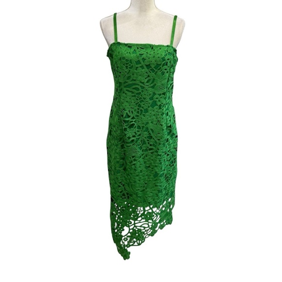Adelyn Rae Crochet Lace Sleeveless Asymmetrical Hem Dress Large Green NWT - Picture 6 of 16